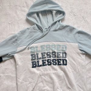 Kids Blue Multi-Color “BLESSED” Hoodie BARLEY WORN Size US Small Kids